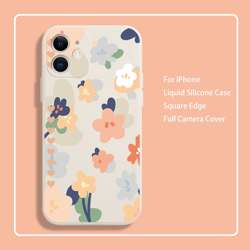 เคสซิลิโคนนิ่ม ลายดอกไม้ สีขาว สําหรับ iPhone 15 Pro Max 12 mini 11 13 Pro Max XR 7 8 Plus SE3 X 14 Pro XS Max