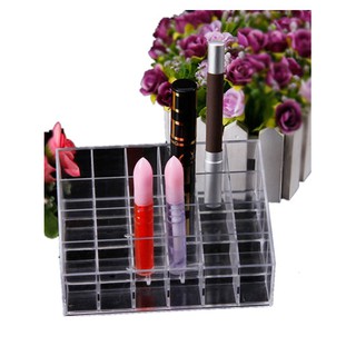 TMR 💥 ลดราคา💥 กล่องลิปสติก จัดระเบียบเครื่องสำอาง 24ช่อง Lipstick Stand Case Makeup Tools Organizer