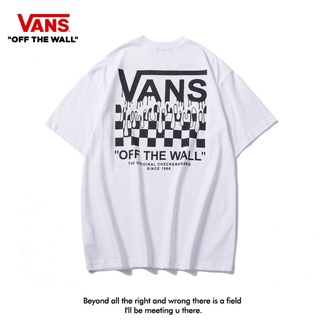 Vans เสื้อยืดคอกลม แขนสั้น ผ้าฝ้าย พิมพ์ลาย ทรงหลวม แฟชั่นฤดูร้อน สําหรับผู้ชาย และผู้หญิง