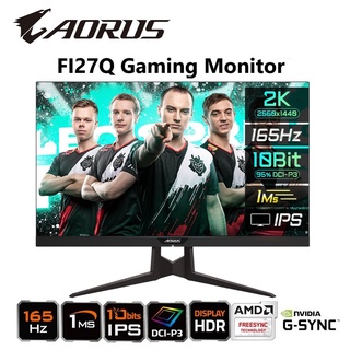 MONITOR (จอมอนิเตอร์) AORUS FI27Q 27" Frameless Gaming Monitor, QHD 1440p 165Hz