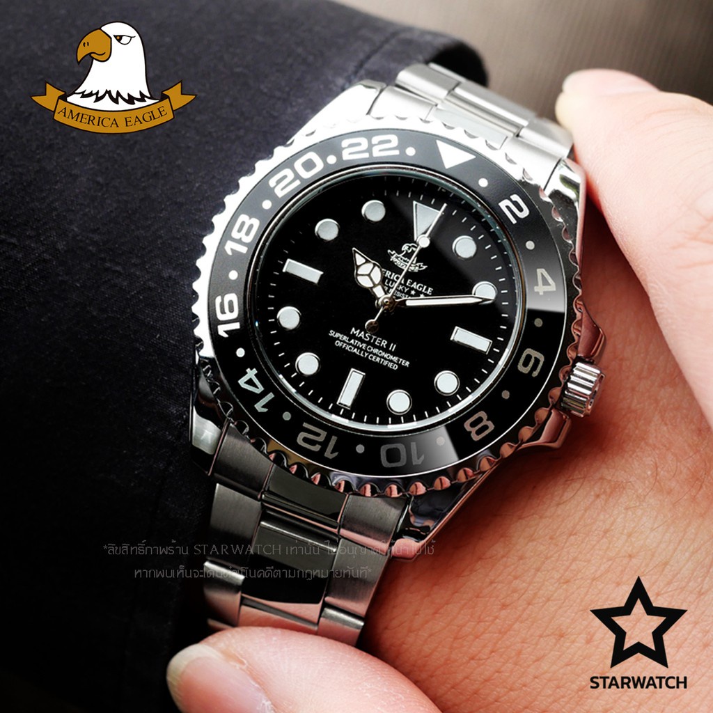 นาฬิกา dw สมาร์ทวอทช์ AMERICA EAGLE นาฬิกาข้อมือผู้ชาย สายสแตนเลส รุ่น AE8007G – SILVER/BLACK/BLACK