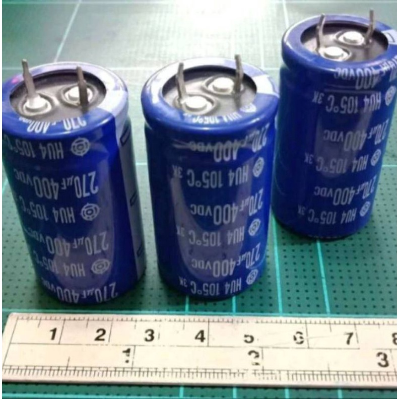 270UF400V Hitachi สีฟ้าขนาด2.5x4.5 CM 105C แท้-ใหม่คุณภาพเต็ม100%