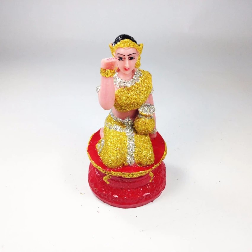 JMT นางกวัก กลาง สีทองแต่งกากเพชร