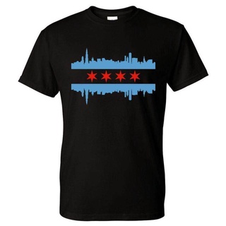 Sjhja เสื้อยืดแขนสั้น พิมพ์ลายธง Chicago Skyline สไตล์คลาสสิก ของขวัญวันเกิดวันพ่อ