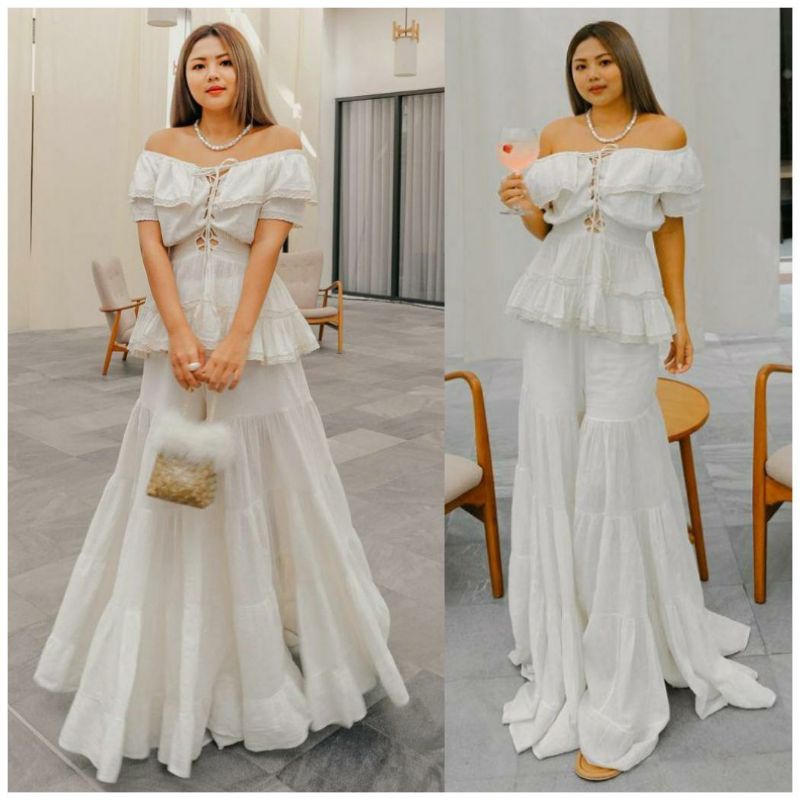 𝗦𝗔𝗟𝗘 พร้อมส่ง BOHOBKK เสื้อโบฮีเมี่ยน สาวอวบ วินเทจ เสื้อใส่เที่ยว กางเกงขาบาน
