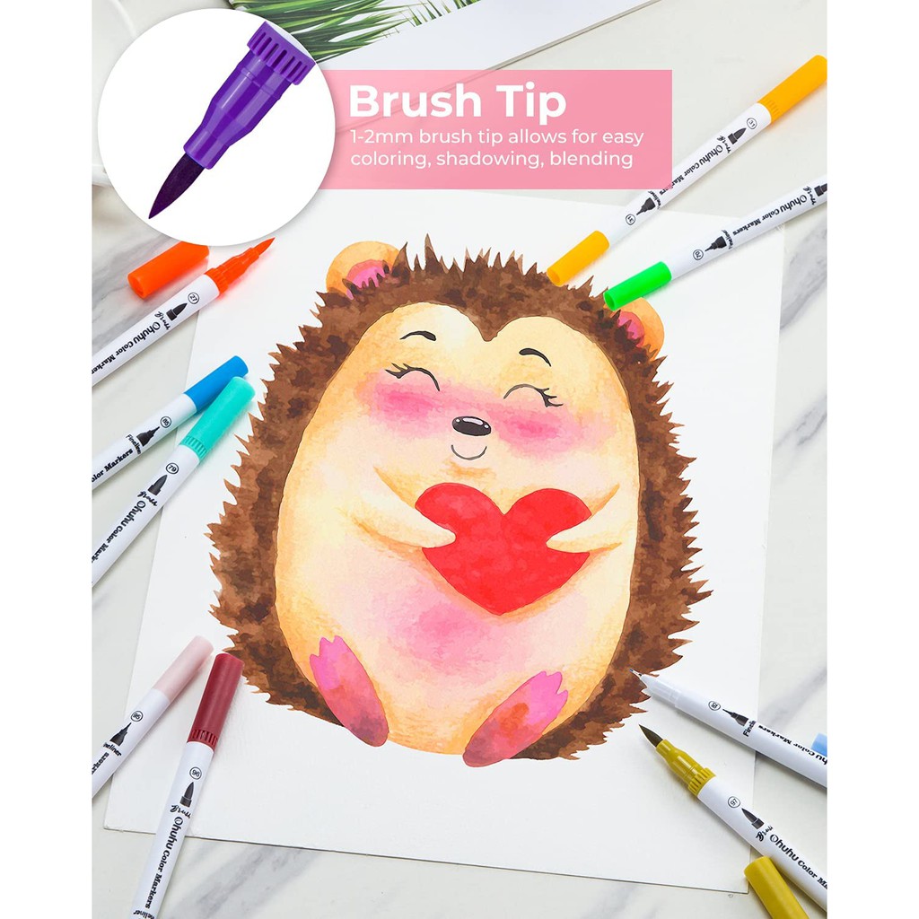 Ohu Water Based Dual Tips แปรงทาสี Fineliner ปากกามาร์กเกอร์สีการประดิษฐ์ตัวอักษรการวาดภาพ Sketching - รูปที่ 3