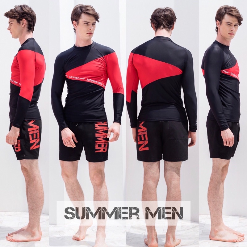 ชุดว่ายน้ำผู้ชาย “SummerMen” by “SummerSister” กันยูวี (เสื้อแขนยาว+กางเกงขาสั้น) ราคา ถูกที่สุด ดีลบีเคเค