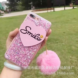 เคสหัวใจ Smile ห้อย ปอมปอม