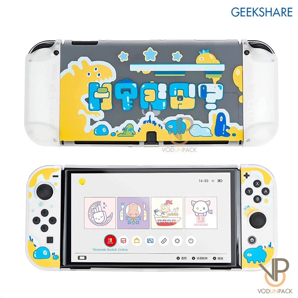 [GeekShare™] TPU+PC OLED CASE เคสใส ROBOT หุ่นยนต์ Nintendo Switch OLED สกรีนลาย สุดน่ารัก เคสแยก 3 ชิ้น geekshare