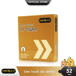 Onetouch Go Vanilla ถุงยางอนามัย กลิ่นหอมวานิลลา ผิวเรียบ ขนาด 52 มม. บรรจุ 1 กล่อง (3 ชิ้น)