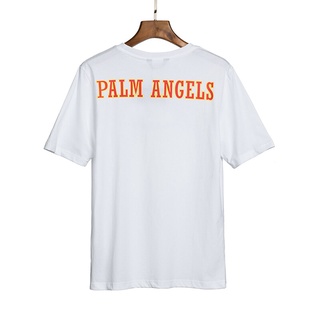 Original Palm Angels T-shirt Letter Bear Print Black and White Short-sleeved Sweat-absorbent Summer เสื้อยืดผ้าฝ้าย