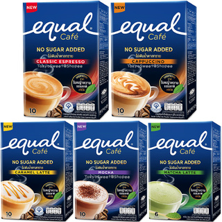 Equal Cafe No Sugar Added อิควล คาเฟ่ กาแฟ ชาเขียว ไม่ผสมน้ำตาล ใช้หญ้าหวานเเทน มัทฉะ ลาเต้ กาแฟปรุงสำเร็จ เอสเปรซโซ