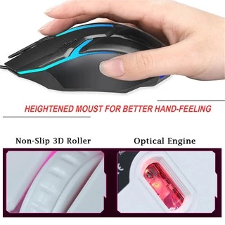 เมาส์ เมาส์เกมมิ่ง แบบมีสาย Mouse 3D มีไฟเปลี่ยน 7 สีได้ เมาส์เรืองแสงเม้าส์ เสียบUSB