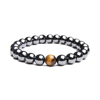 กำไลข้อมือหินแท้ แร่หิน Hematite + Tiger eye ขนาด 10 มิล