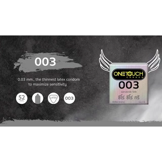 OneTouch วันทัช 003 ถุงยางอนามัย ขนาด 52 มม. ผิวเรียบ แบบบางพิเศษ