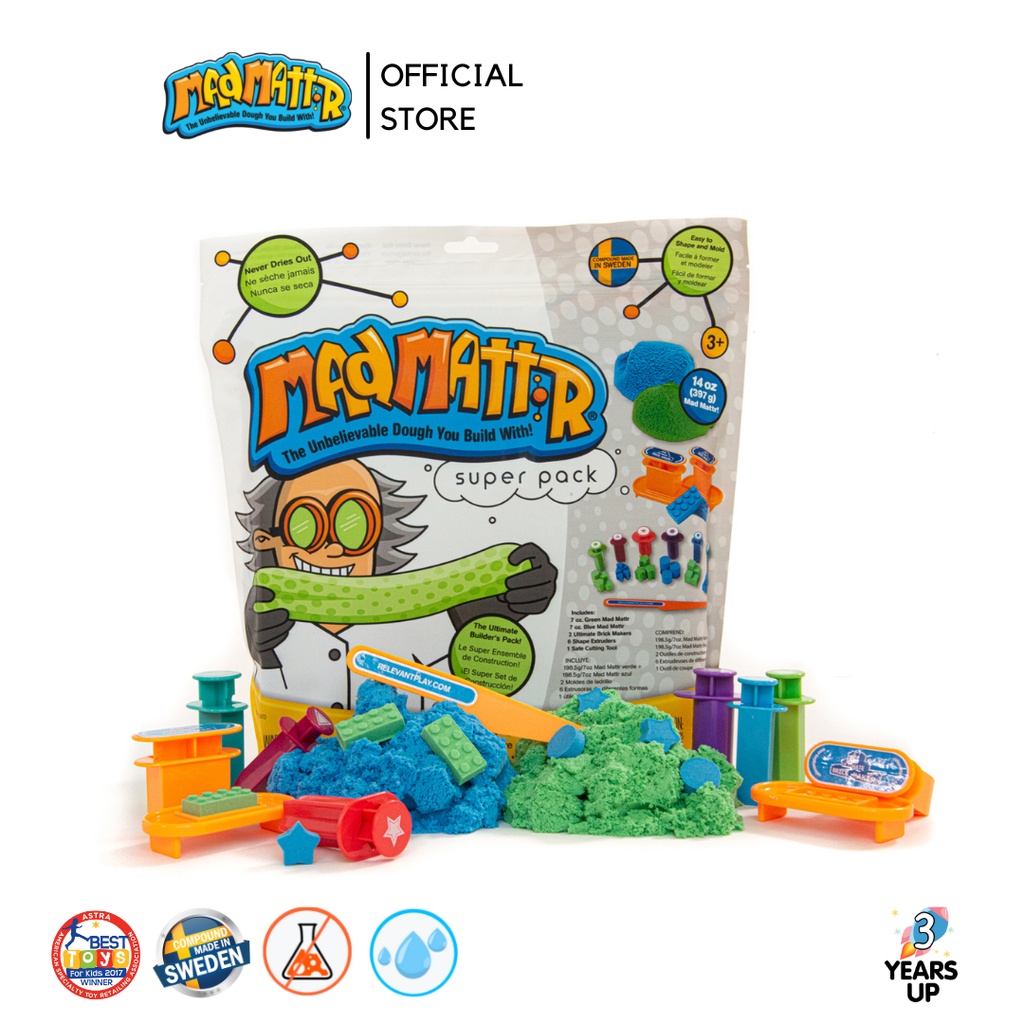 แป้งโดว์ MAD MATTR และ อุปกรณ์แม่พิมพ์เลโก้ ในกล่องเครื่องมือ Quantum