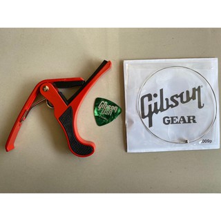 คาโป้ CAPO อย่างดี สีแดง มาพร้อมกับ สายแยกGibsonกีต้าร์ไฟฟ้า เบอร์ 009 1เส้น + ปิก1ชิ้น