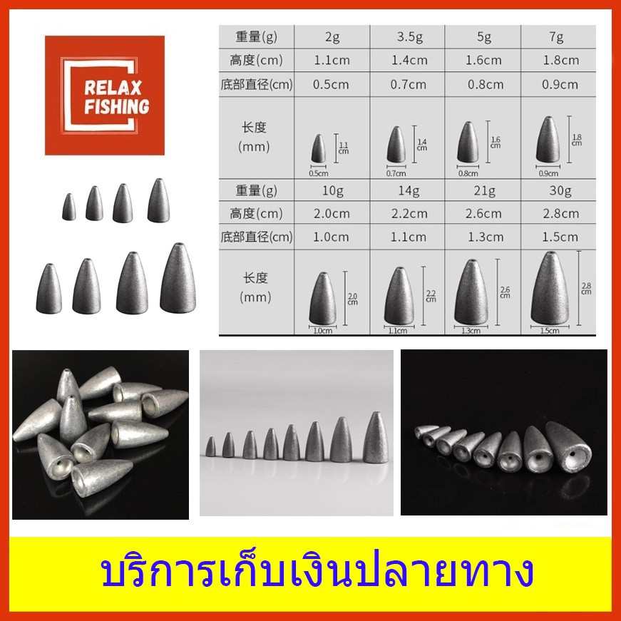 ตะกั่วตกปลา ตะกั่วหัวกระสุ่น ตะกั่วหลุม ตะกั่วเท็กซัส ตะกั่วหนอนยาง ปลายาง