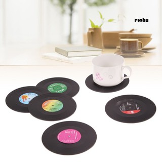 บนโต๊ะอาหาร❤Vintage Record Design Cup Anti-Slip Heat Insulation Coaster Placemat Table Decor