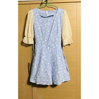 Lot ตู้ไม้ เดรส สีฟ้า Size M ชุดแม่ค้าเอง