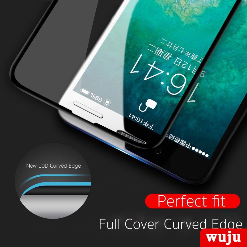 Wuju ฟิล์มกระจกนิรภัยกันรอยหน้าจอ 10D ใสมาก สําหรับ iPhone 16 15 14 11 12 13 Pro Max XR X XS Max Plus SE