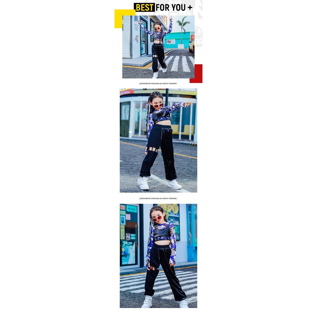 ชุดเต้น ชุดฮิปฮอป เสื้อแขนยาว + กางเกงขายาว สไตล์แบลคพิ้ง - รูปที่ 6