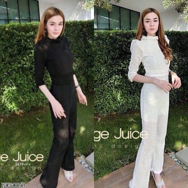 จั๊มสูท ขายาว ทรง ลายลูกไม้ มีซับใน LD 5สี 3479 นำเข้า เดรส ลดราคา ราคาถูก ชุด ราคา jumpsuit401