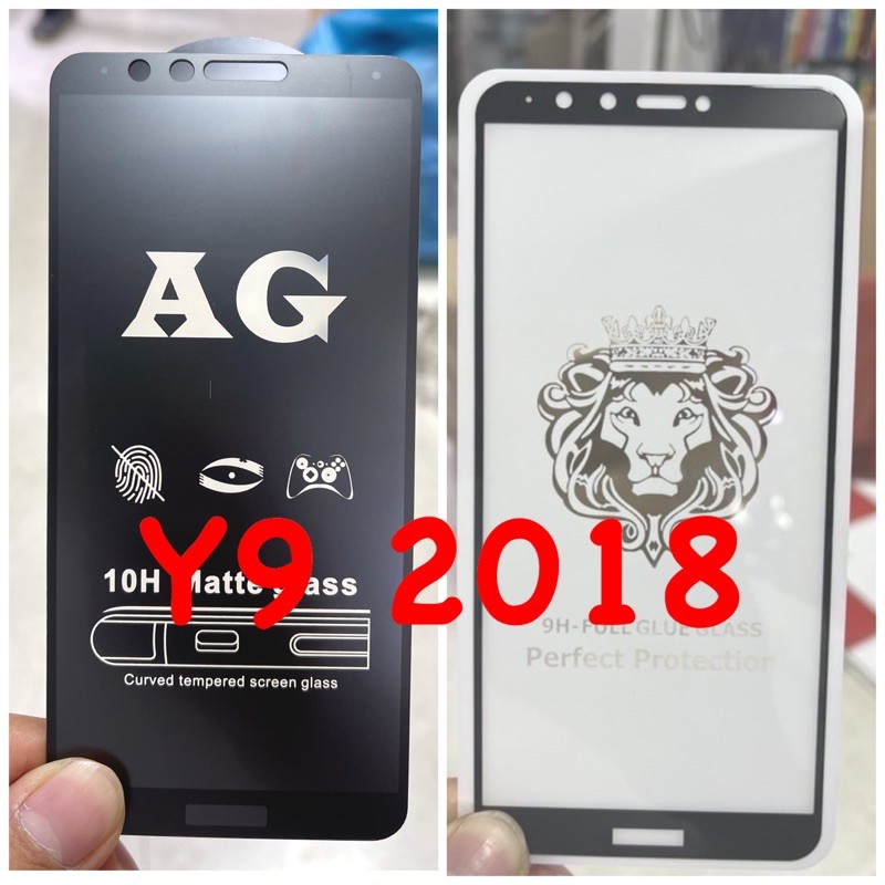 Huawei Y9 2018 ฟิล์มกระจกนิรภัย แบบใส FG  แบบด้าน AG เต็มจอ กาวเต็ม
