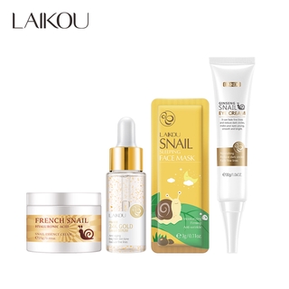 Laikou เซรั่มหอยทากทองคํา 24 K + สารสกัดจากหอยทาก บํารุงผิวหน้า ลดริ้วรอย กระชับผิวหน้า