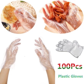 100pcs/set Disposable Clear Polythene PE Gloves Plastic Food Safe Cleaning Glove