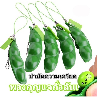 Soybean Stress Relief Toys ของเล่นบีบ รูปทรงถั่ว บำบัดความเครียด พวงกุญแจถั่วลันเตา