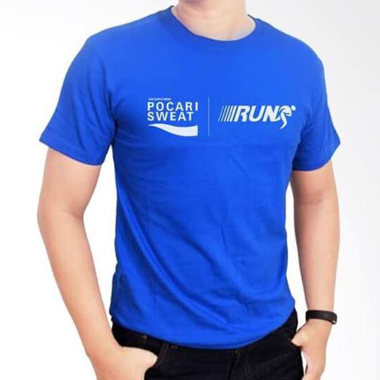 Combed 30 Distro Pocari Sweat Run อินโดนีเซียเสื้อยืดชายเสื้อผ้าแฟชั่นผู้หญิงการพิมพ์หน้าจอธรรมดา