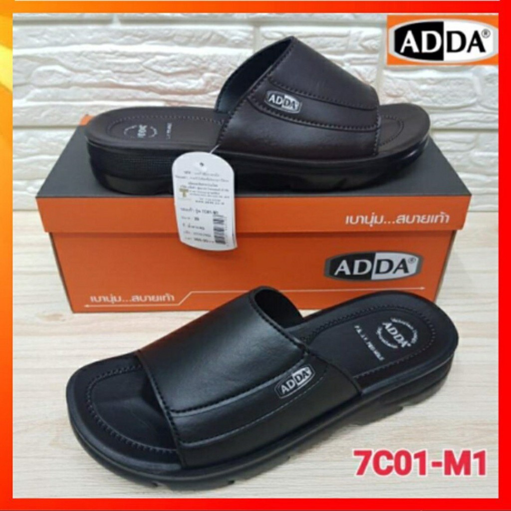 [ของแท้ ] รองเท้าแตะ ADDA 7C01 เบา สวมใส่สบาย หนังPU สีดำ ไซส์39-45