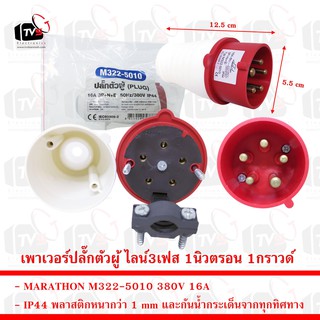 MARATHON IP44 เพาเวอร์ปลั๊กตัวผู้ ไลน์3เฟส 1นิวตรอน 1กราวด์ 380V 16A