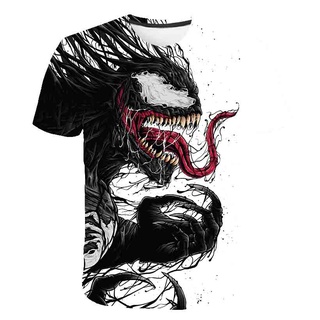 เสื้อยืดแขนสั้นพิมพ์ลายการ์ตูน Venom Superhero 3 มิติแฟชั่นสําหรับเด็ก 4-14 ปี