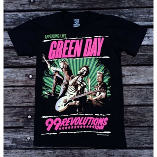 เสื้อยืดทุกวันdailyเสื้อยืดผ้าฝ้าย 100% พิมพ์ลาย GREEN DAY PUNK ROCK BAND 99 REVOLUSIONS TOUR คุณภาพสูง สีดํา พลัสไซซ์ X