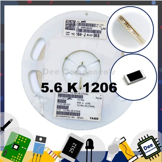 5.6K Ohm 1206 ±5% 62.5 mW -55°C ~ 155°C YC164-JR-075K6 YAGEO 1-B1-22 (ขายยกแพ็ค 1 แพ็ค มี 100 ชิ้น)