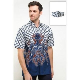 เสื้อเชิ้ตแขนสั้น ผ้าฝ้าย พิมพ์ลาย Krisna Batik สําหรับผู้ชาย