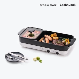 LocknLock เซ็ตเตาแม่เหล็กไฟฟ้าคู่ + กระทะอเนกประสงค์ Square Double Induction Cooker รุ่น EJI326S001