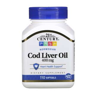 พร้อมส่ง!!! Century, Norwegian Cod Liver Oil, 400 mg, 110 Softgels