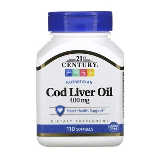 21st Century, Norwegian Cod Liver Oil, 400 mg, 110 Softgels น้ำมันตับปลาค็อด