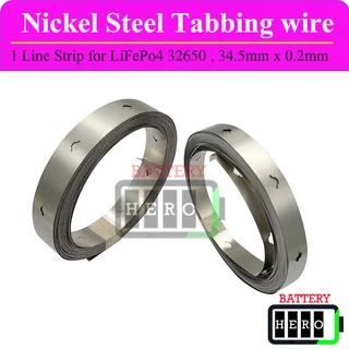 ตัวนำนิกเกิล Nickel หนา0.15 และ 0.2 ระยะห่างรู 32.5mm, 34.5mm สำหรับแบตเตอรี่ 32650, 32700 แบบ 1 แถว (1P) ราคาต่อเมตร