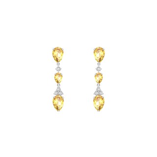 Merii ต่างหูเงินแท้ 925 ชุบโรเดียม ประดับเพชร CZ สีเหลือง ทรงหยดน้ำ : ต่างหู cubic zirconia Laureate 225E0207-01