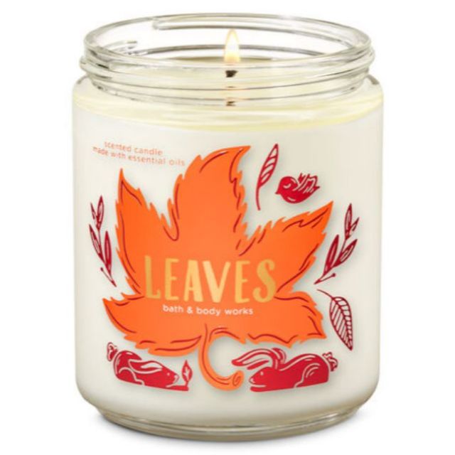 ถูกมาก Bath and body works single wick scented candle 7oz /198 g เทียนหอมกลิ่น Leaves