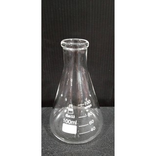 ขวดรูปชมพู่ แก้ว มีขีดสเกล ขนาด 100ml 250ml Glass Erlenmeyer Flask with Scale (Borosilicate Glass),Kima