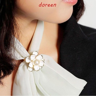 Doreen เครื่องประดับคุณภาพสูงเกาหลีดอกไม้สามล้อผ้าไหมผ้าพันคอหัวเข็มขัดรัดมุกเข็มกลัด Pins