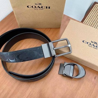 ✅พร้อมส่ง✅ เข็มขัด Coach ปั๊มลายทั้งเส้น Hi end สุดๆ หนังวัวแท้ เข็มขัดผู้ชาย งาน 2 หัว เปลี่ยนได้ มาพร้อมกล่อง สุดหรู