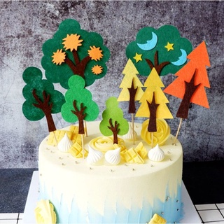 Forest Tree Cake Topper Jungle Theme Birthday Party Cake Decoration for Kids