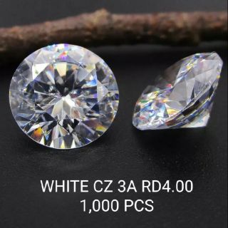 กลม 4.00มิล เเพ็ค 1,000 เม็ด เพชรรัสเซียCZ กลม 4.00มิลWHITE CUBIC ZIRCONIA ROUND 4.00MM