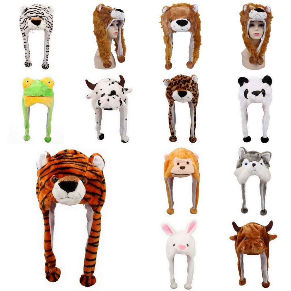 50 KINDS สภาพอากาศหนาวเย็นการ์ตูนนุ่มตุ๊กตาสัตว์ Critter หมวกฤดูหนาวชุดแฟนซี